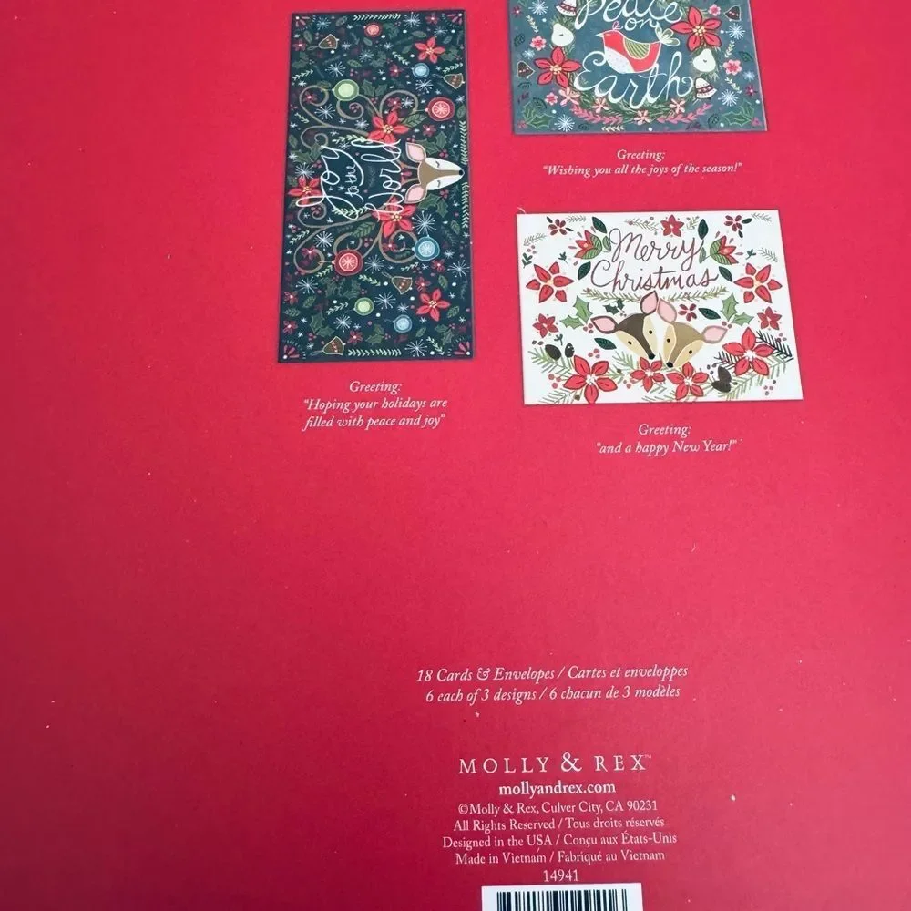 Christmas Cards Molly & Rex Woodland Botanical Deer 18-ct Set